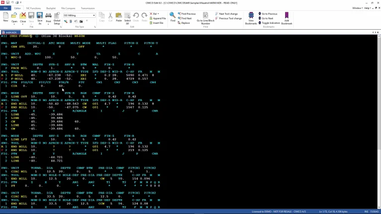 CIMCO Edit displaying Mazatrol program content for Mazatrol Viewer training