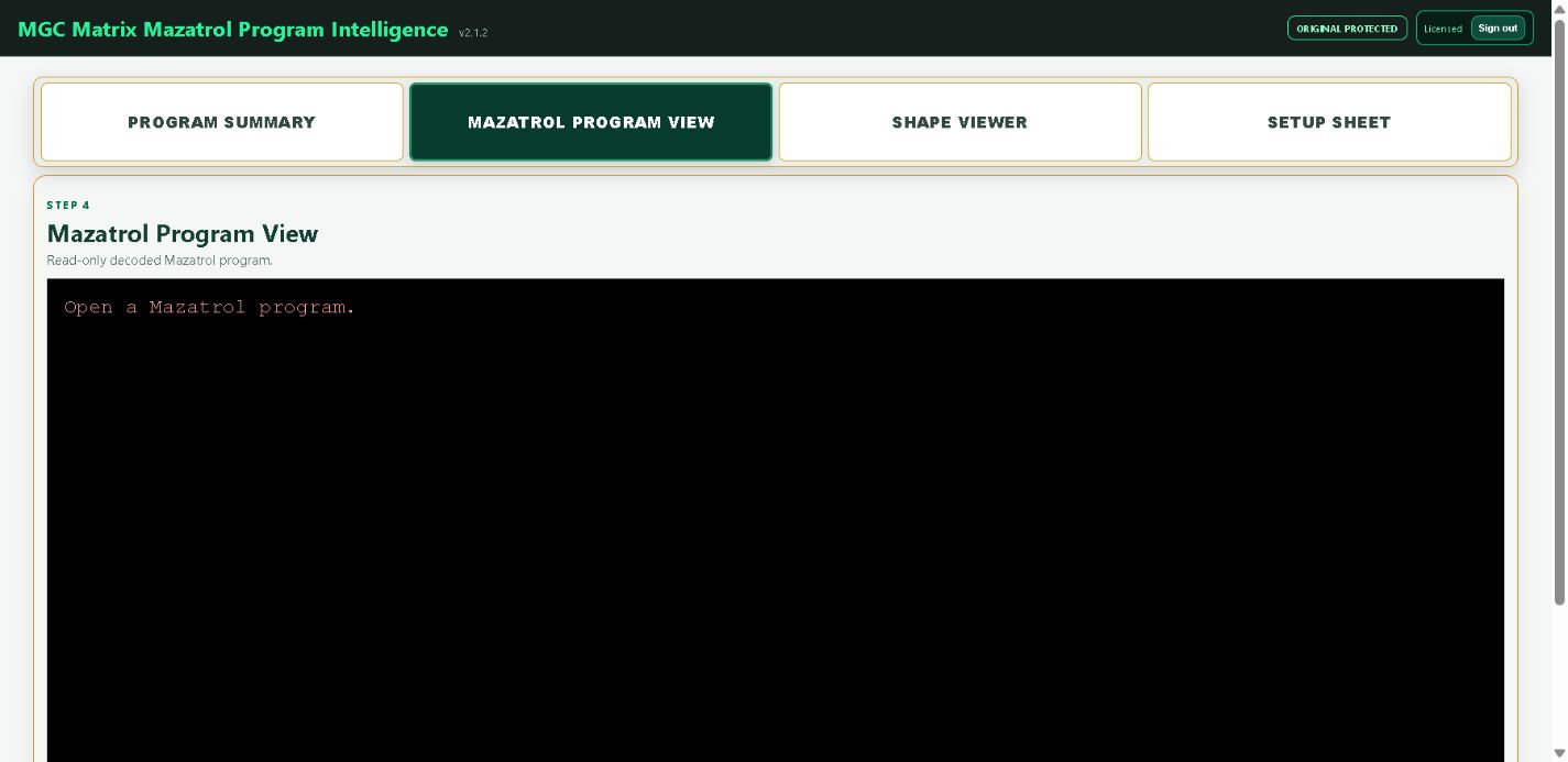 MGC Matrix AI Mazatrol Program View interface